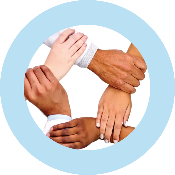 mains qui se tiennent et forment un réseau