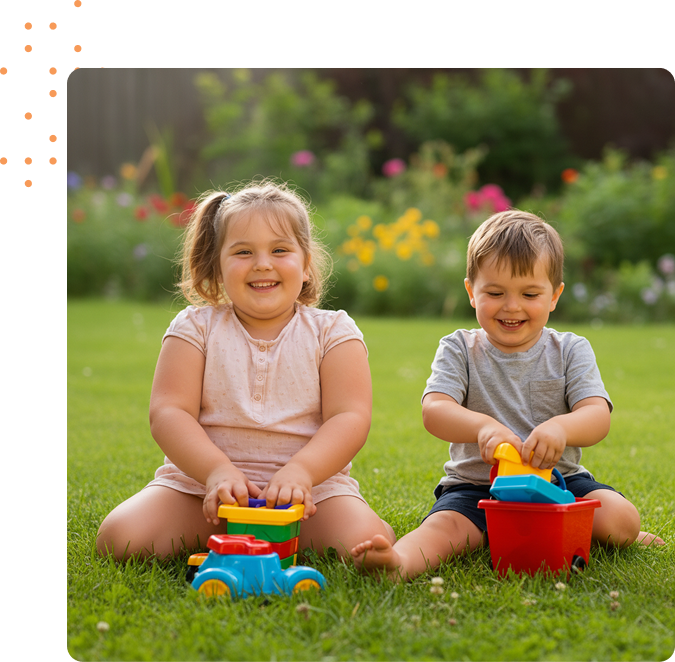 deux enfants atteints d'obésité qui jouent ensemble